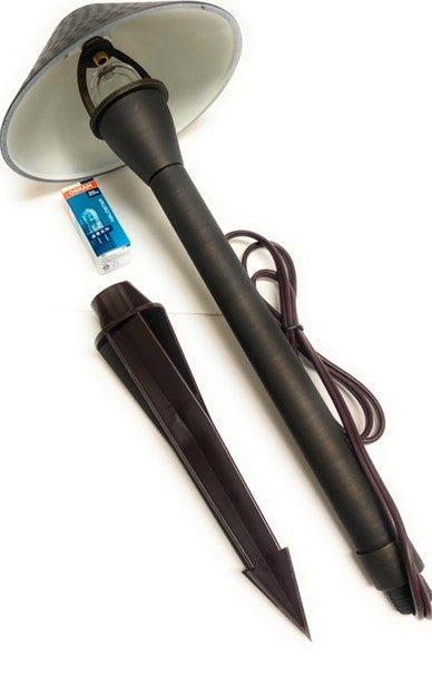 Low-Voltage Halogen Path Light | Natural Bronze | Hammered Shade | 10W T2